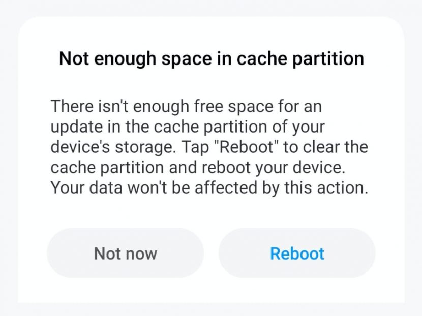 Not enough space in cache partition